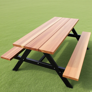Ensemble <span class=keywords><strong>table</strong></span> à manger et <span class=keywords><strong>banc</strong></span> de patio extérieur en bois composite en plastique WPC de qualité supérieure, meubles de pique-nique de jardin à usage commercial - Product Image 4