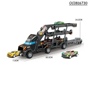 6 buah mainan mobil Aloi gendongan mobil pengangkut truk mainan jalur ejeksi kustom untuk anak-anak