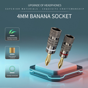 24K mạ vàng 4mm chuối cắm có thể tháo rời hàn miễn phí kép vít khóa Loại loa âm thanh video kết nối với màu đỏ/trắng đánh dấu - Product Image 2