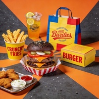 Boîte d'emballage pour frites, hamburgers, ailes de poulet, restauration rapide, avec logo personnalisé, jetable, en papier