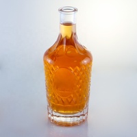 Botol kaca ukir, desain unik bundar wiski Vodka anggur 500ml 700ml 750ml