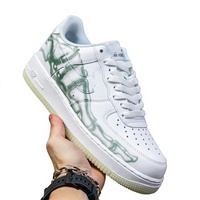 Chaussures de skate AF1 Air Force Skeleton originales, avec coussin d'air intégré, bout rond, semelle extérieure en caoutchouc, unisexe, décontractées, thème Halloween