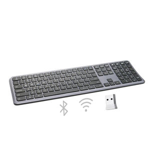 Clavier sans fil Bluetooth rechargeable à taille standard avec 109 touches incurvées, clavier sans fil en espagnol compatible avec Apple - Product Image 1