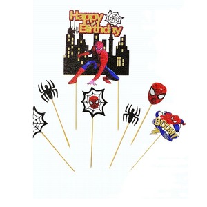 Spider Web Cake Toppers Dibujos animados Spider-Man 8-13 años Navidad Año Nuevo <span class=keywords><strong>Cumpleaños</strong></span> Papel reutilizable Plug-in - Product Image 6