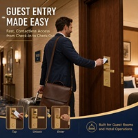 Système de serrure de porte d'hôtel EBKN RFID, carte intelligente, logiciel d'hôtel gratuit, serrure d'hôtel avec carte RFID de proximité, finition polie, durable, économique