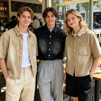 Fabricant OEM, t-shirts personnalisés pour hommes, streetwear, chemises en denim délavé, chemises boutonnées vintage de haute qualité