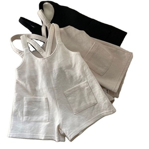 Shorts à bretelles en coton pour enfants, vêtements décontractés pour bébés, couleur unie, mode, pantalon pour bébé garçon - Product Image 1