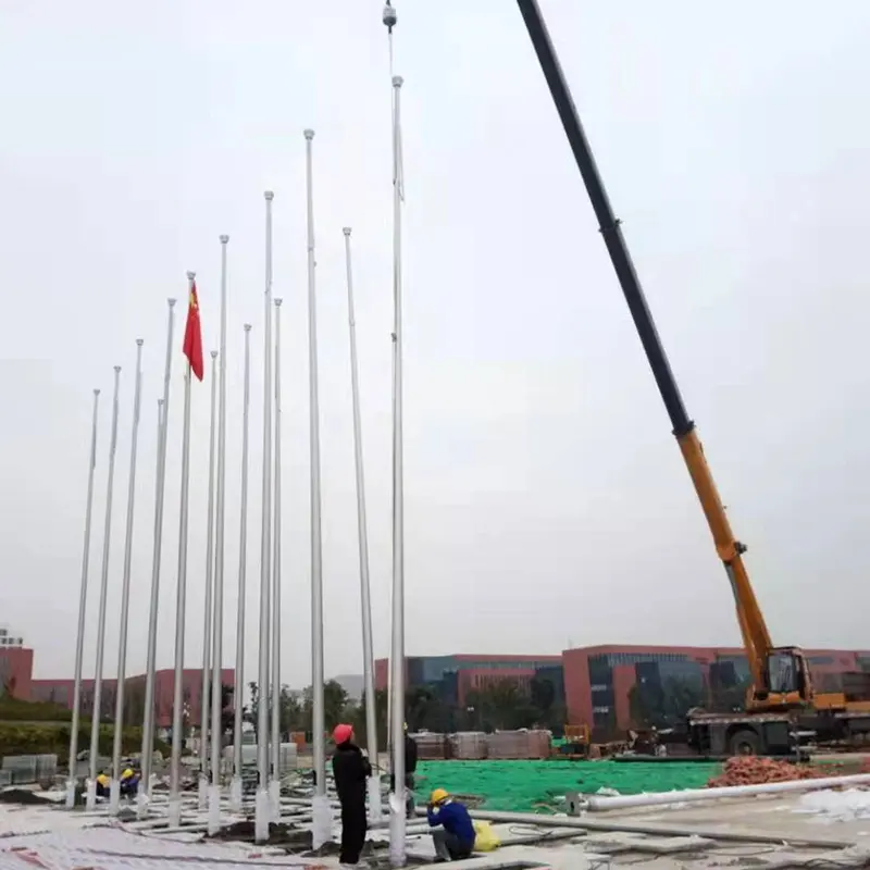 Asta de bandera cónica de acero inoxidable, 10m, 20m, sistema de cabrestante integrado, asta de bandera grande de bajo ruido para exteriores