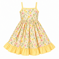 Robe d'été personnalisée en fibre de bambou pour petites filles, à bretelles spaghetti, avec ourlet à volants, idéale pour la danse et les jeux.