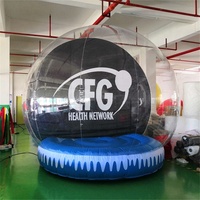 Globe de neige gonflable géant moderne pour publicité de Noël, château gonflable, ballon, cabine photo, diamètre 4m, en PVC, gonflage électrique