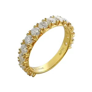 الأزياء 18K الصلبة الذهب الطبيعي VVS مويسانيتي حلقة 18k الذهب حزب خاتم الزواج غرامة مجوهرات 18k الذهب للنساء