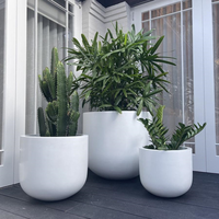 Europe Pots de plantes en argile blanche et en ciment Pots décoratifs d'extérieur pour hôtels Grand pot de jardinière à cylindre rond en fibre de verre