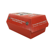 Boîte à hamburger pliable en papier avec impression personnalisée, résistante à la graisse, jetable, pour emporter, emballage pour la restauration de marques alimentaires