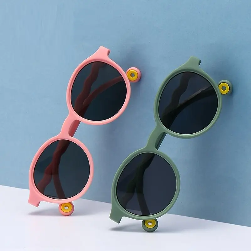 2023 модные круглые солнцезащитные очки в стиле ретро для мальчиков и девочек, детские очки в силиконовой оправе