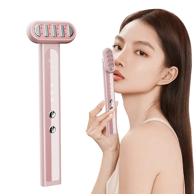 USB Rechargeable LED Facial Red Light Therapy Beauty Device Electric Anti Wrinkle Dark Circle Removal Eye Massager Wand