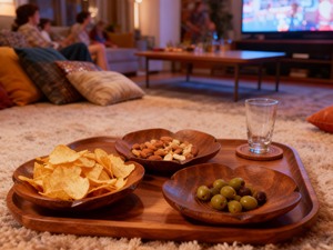 Sous-verre et plat <span class=keywords><strong>de</strong></span> service en bois floral - Plateau décoratif multifonction pour boissons et collations - Product Image 3