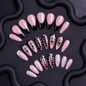<span class=keywords><strong>Uñas</strong></span> Postizas en Oferta, <span class=keywords><strong>Diseño</strong></span> Francés Negro Mármol Oscuro, Estilo Occidental, <span class=keywords><strong>Uñas</strong></span> Postizas con <span class=keywords><strong>Diseño</strong></span> <span class=keywords><strong>de</strong></span> Corazón, Puntas <span class=keywords><strong>de</strong></span> <span class=keywords><strong>Uñas</strong></span> Removibles - Product Image 3