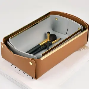 Kişiselleştirilmiş anahtar saklama kutusu suni deri sıcak satış tepsisi organizatör masası katlanabilir depolama organizatör yatak odası için