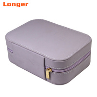 LG7282 Nouvelle boîte à bijoux de voyage design rectangulaire en cuir PU, étui pour collier et bagues avec poche élastique, boîte cadeau de luxe pour bijoux