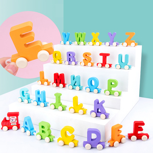 Montessori Cartoon numero lettere piccolo treno blocchi educativi di apprendimento giochi cognitivi giocattoli per bambini ragazzi ragazze regali - Product Image 2