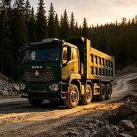 Truk Tambang HOWO NX 8x4 dengan 4 Roda Kemudi Depan, Truk Dump Putar Fleksibel untuk Lokasi Kerja Sempit