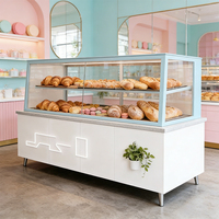 Vitrine de boulangerie commerciale en bois massif avec éclairage LED et tiroirs de rangement, conception personnalisée, fabrication tout-en-un