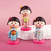 Tokoh aksi Kimono Chibi Maruko kartun cantik Jepang 3D PVC mobil meja kantor kue Dekorasi figur aksi Set hadiah anak-anak