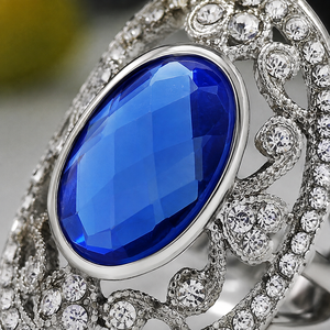 Anello Vintage Blu per Donne, Design Geometrico, Accessorio da Dito per Uso Quotidiano - Product Image 4