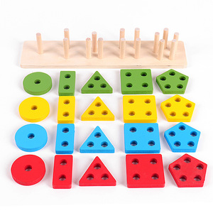 Jouets Montessori en bois, jouets de tri et d'empilage pour tout-petits, trieur de formes et empileur de couleurs pour bébé - Product Image 2