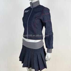 2025 весенняя одежда от производителя, уличная одежда на заказ, женские куртки на молнии и женские джинсовые шорты, комплект из двух предметов, спортивный костюм - Product Image 3