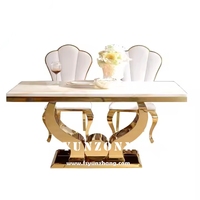 Tables dorées modernes de luxe en acier inoxydable pour décoration nuptiale de mariage, meubles d'hôtel