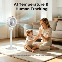 Ventilador de Pedestal con Circulación de Aire, Altura Ajustable y Función de Iones Negativos