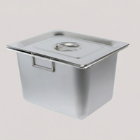 Stapelbare, duurzame, milieuvriendelijke, moderne roestvrijstalen 201 1/2 GN pan met handvat, vlekbestendig, 0,5-0,6 mm dik, voor professionele keukens