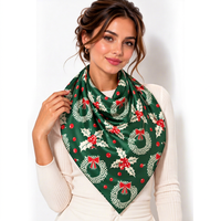Écharpe de Noël d'hiver pour femme, foulard carré de Noël, imprimé festif, léger, personnalisé, numérique, OEM, ODM, vente en gros