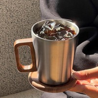 Mug isotherme à double paroi en acier inoxydable 304 de style américain avec poignée pour café, bière, thé, lait, usage en restaurant