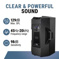 Altavoces Autoamplificados Accuracy Pro Audio CBZ15TD3 de 500W RMS, Altavoz Activo de Plástico de 15 Pulgadas