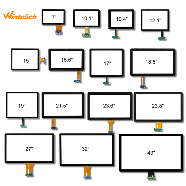 7/10.1/10.4/12.1/15/15.6/17/18.5/19/21.5/23.6/23.8/27/32/43/49/55 Inch HMI Custom PCAP Capacitive Touch Screen Panel