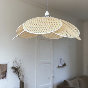 Japanese Style Rattan Pendant <b>Light</b> Round E27 LED Single Head Chandelier For <b>Dining</b> Room Living Room Guesthouse Tea Room - Product Image 2