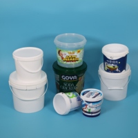 Seau d'emballage alimentaire en plastique recyclable transparent avec poignée, capacités 1L, 2L, 2,5L, 3L, 4L, 5L, avec couvercle inclus