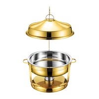 Plat à chafing de haute qualité 9L en acier inoxydable doré pour la restauration, ensemble de plats de buffet avec couvercle à poignée