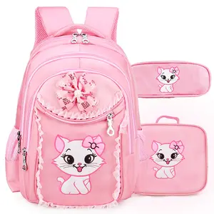Schoolbag Fashion Waterproof Child Cute Pink Color 3 In 1 Girl Kids School Bag Set Primary Schoolbag Travel Daypack Shoulder Bag