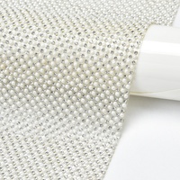Ruban de strass thermocollant 24*40cm en maille, feuille de perles céramiques, applique en verre cristal pour vêtements, chaussures, sacs