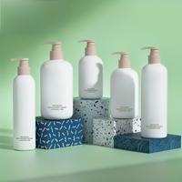 Bouteilles en PET floquées blanches avec écran sérigraphié pour shampoing, gel douche, lotion – 200, 300, 500 ml – Contenants cosmétiques vides rechargeables