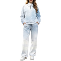 Ensemble assorti de Noël personnalisé OEM pour femme : sweat-shirt à col à revers et demi-zip, pantalon large – Collection Hiver