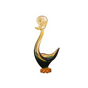 Figurine de canard en verre soufflé à la main, sculpture animale, décoration artistique, ornement de collection fait main, mini-monde en verre, Rajasthan, Pâques - Product Image 1