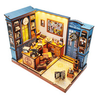 Agence de détective Maisons de poupées Casse-tête en bois 3D, coffret cadeau écologique pour l'architecture miniature Book Nook