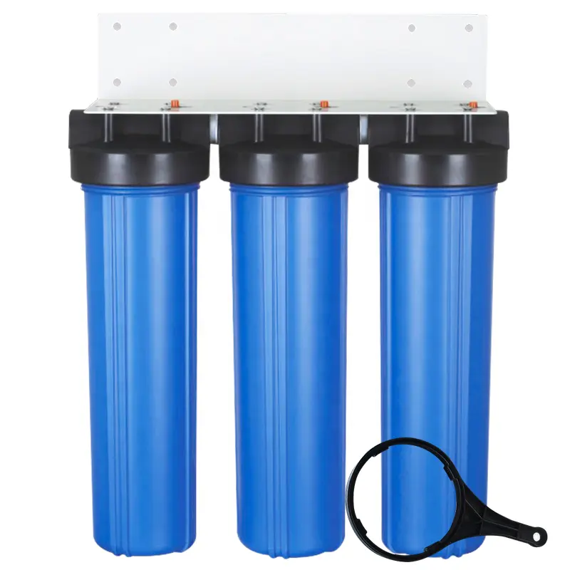 Huamo Waterfilter Behuizing Hele Huis 3 Podium 20 Inch Grote Blauwe Hogedruk Waterfilter Behuizing Plastic Filterbehuizing