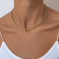 Chaîne torsadée plaquée or véritable 18 carats HOVANCI, chaîne en acier inoxydable à coupe diamant de 2/5 mm, collier de chaîne torsadée, 18, 20, 24 pouces