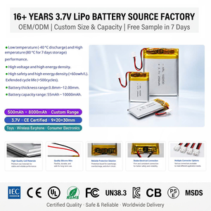 Batería Lipo Recargable de 3.7V 750mAh, Aprobada por KC 902535, de Fábrica OEM, para Monitor de Bebés, Cámara de Seguridad Inalámbrica - Product Image 2