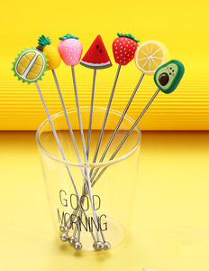 Palillos de Bambú Decorativos Personalizados de Acero Inoxidable 304 con Forma de Corazón y Flores para Comida, Pastel, Fruta - Product Image 3